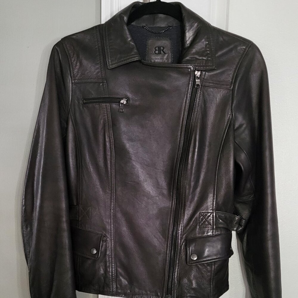 Banana Republic - Leather Moto Jacket - Espresso Brown - S